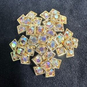 Vtg: ALBERT WEISS Glass Aurora Borealis Star Flower Accent Brooch